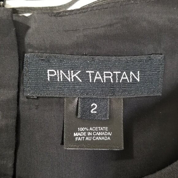 Pink Tartan Sleeveless A-Line Shift Dress 2 Black White Striped Retro 60s Mod - Picture 6 of 7